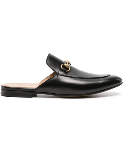 Gucci Leather Horsebit Slippers - Black