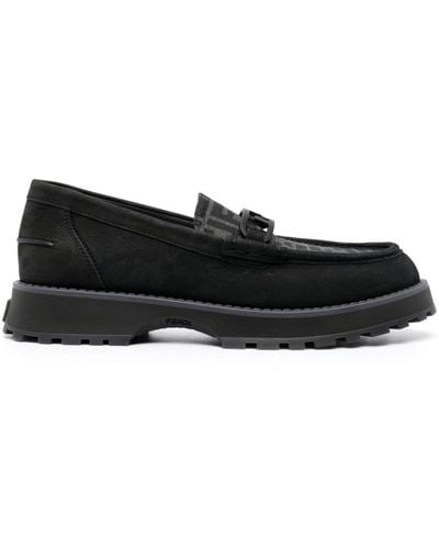 Fendi Logo-print Leather Loafers - Black