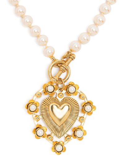 Brinker & Eliza -plated Adele Heart Necklace - Women's - Pearl - Metallic