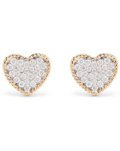 Yvonne Léon 9k Yellow Heart Diamond Stud Earrings - White
