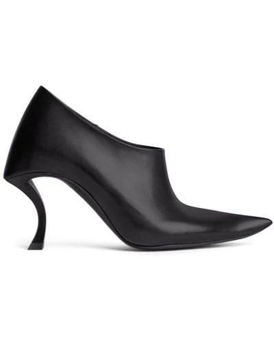Balenciaga Hourglass 100 Leather Court Shoes - Black