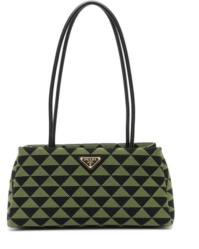 Prada Symbole Jacquard Tote Bag - Women's - Fabric - Green