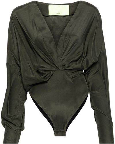 GAUGE81 Nabi Long Sleeve Silk Bodysuit - Green