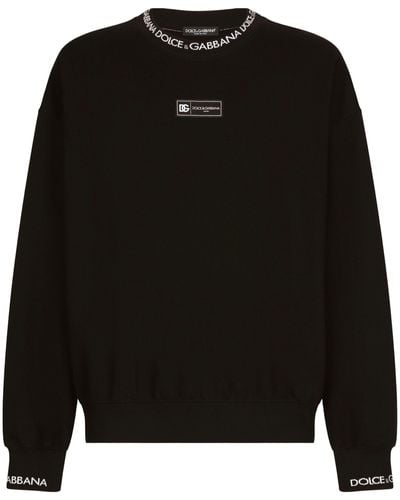 Dolce & Gabbana Logo-jacquard Trims Sweatshirt - Black