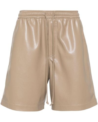 Nanushka Neutral Elasticated-waist Faux-leather Shorts - Men's - Polyester/polyurethane - Natural