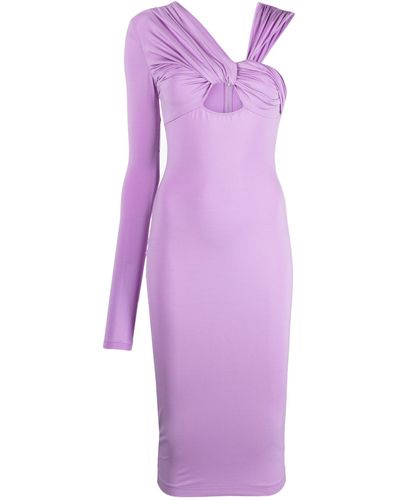 Nensi Dojaka One-shoulder Asymmetric Midi Dress - Purple