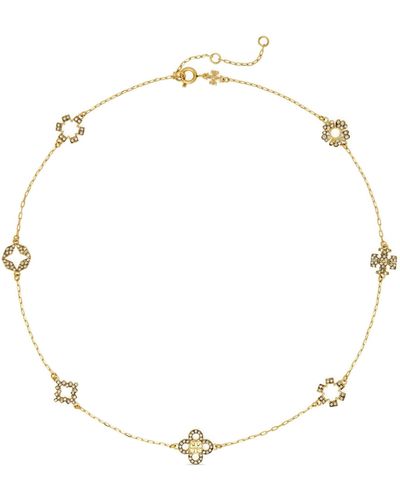 Tory Burch 18k Yellow -plated Kira Clover Necklace - Natural