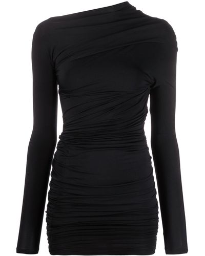 Balenciaga Asymmetric Ruched Minidress - Black