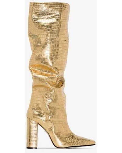 Paris Texas Gold 100 Croc-effect Leather Boots - Metallic