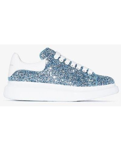 Alexander McQueen 'oversized Sneaker' In Coarse Glitter - Blue