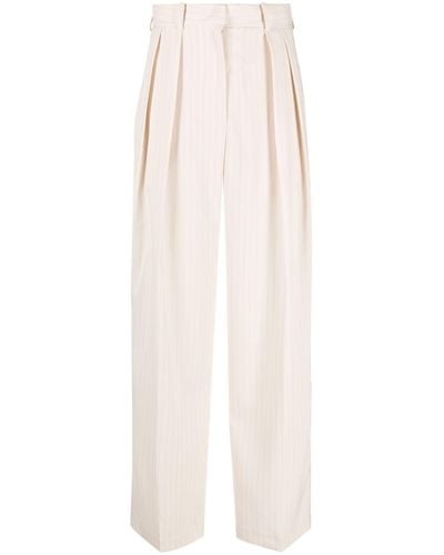 Frankie Shop Tansy Double-pleated Pinstripe Trousers - White