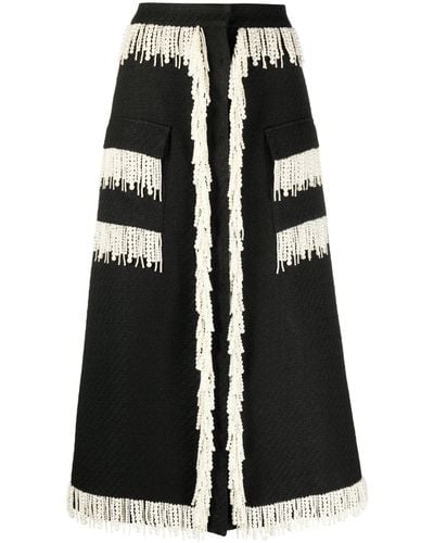 Huishan Zhang Victoria Pearl-embellished Tweed Skirt - Black