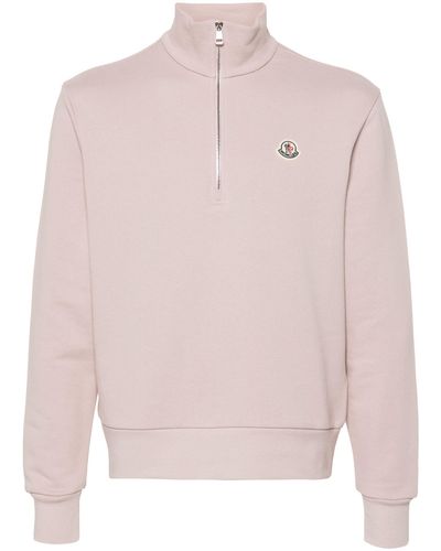 Moncler Logo Appliqué Cotton Sweatshirt - Pink