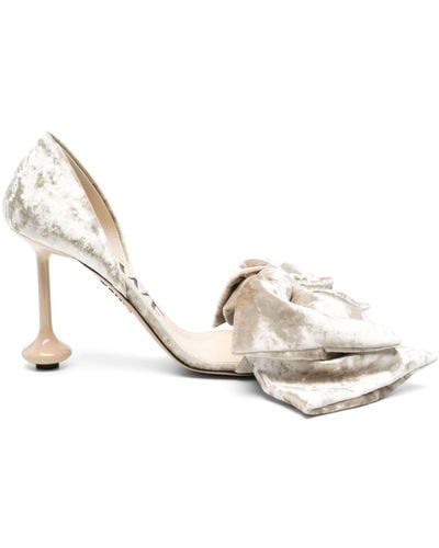 Loewe Toy Bow-detailed Crushed-velvet Sandals - Natural