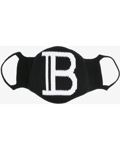 Balmain And White B Logo Face Mask - Black
