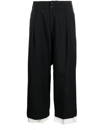 Sulvam Wool Gabardine Cropped Pants - Black