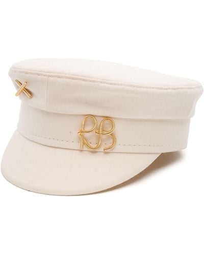 Ruslan Baginskiy Neutral Monogram-appliqué Baker Boy Hat - Natural