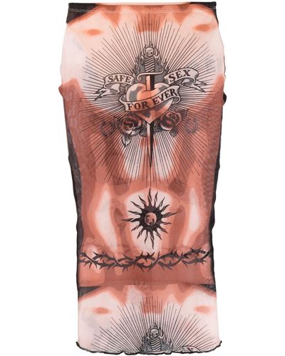 Jean Paul Gaultier Trompe L'oeil-print Pencil Skirt - Pink