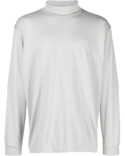 AURALEE Gray Long-sleeve Cotton T-shirt - White