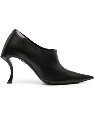 Balenciaga Hourglass 100 Leather Court Shoes - Black