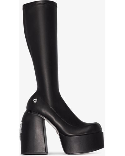 Naked Wolfe Spice Faux-leather Knee-thigh Heeled Boots - Black