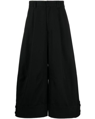 Simone Rocha Cropped Wide-leg Trousers - Men's - Polyester/virgin Wool - Black