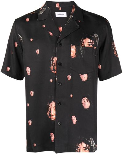 Soulland Orson Printed Bowling Shirt - Men's - Tm - Black