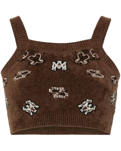 Amiri Bandana Terry Cloth Crop Top - Brown