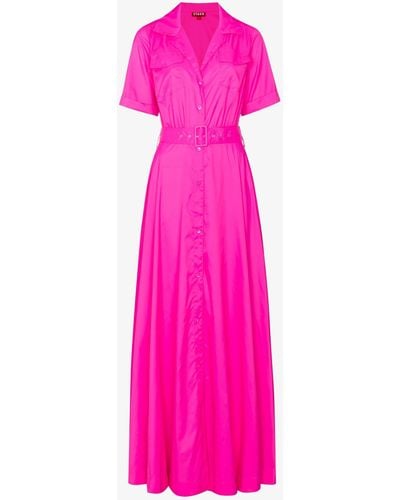STAUD Millie Belted Maxi Shirt Dress - Pink