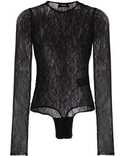 Wardrobe NYC Sheer Chantilly-lace Bodysuit - Women's - Polyamide/spandex/elastane - Black