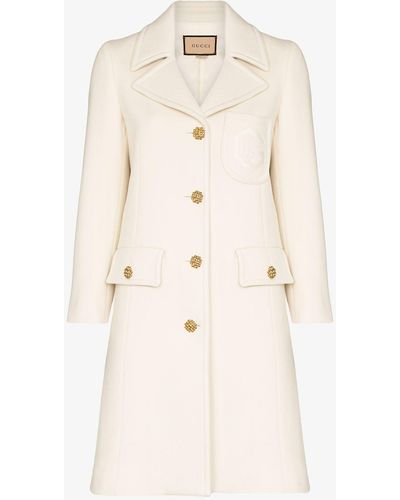Gucci Embroidered Wool Coat - White