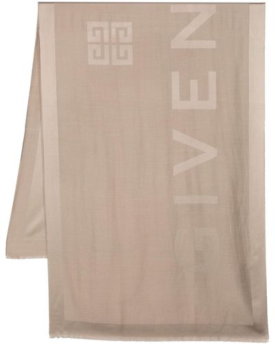 Givenchy Neutral Logo-jacquard Silk-wool Scarf - Women's - Silk/wool - Natural