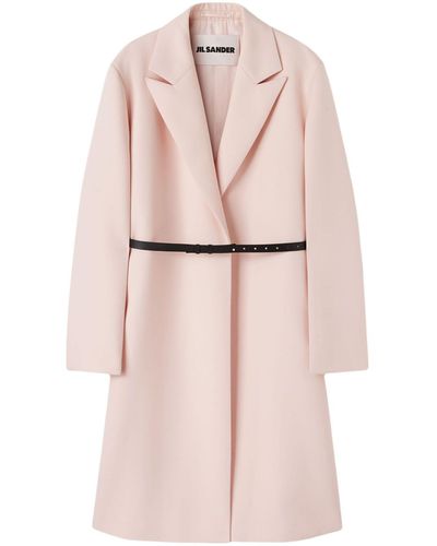 Jil Sander Belted Wool Coat - Pink