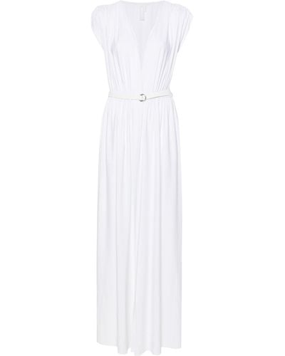 Norma Kamali Belted Column Maxi Dress - White