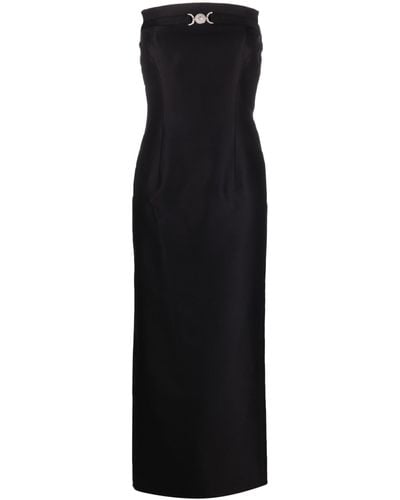 Versace Wool And Silk Blend Long Pencil Dress - Black