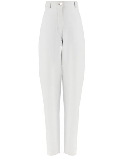 Ferragamo Leather Tapered Pants - White