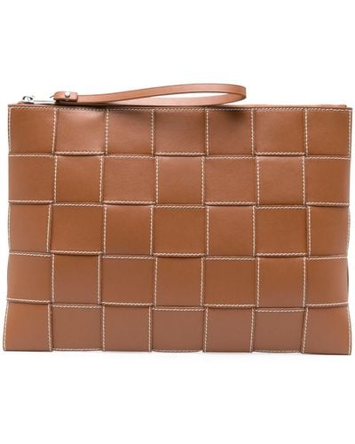 Bottega Veneta Cassette Leather Clutch Bag - Brown