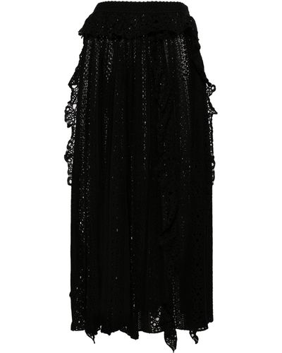 Chloé Ruffled Pointelle-knit Skirt - Women's - Cashmere/silk/linen/flax - Black