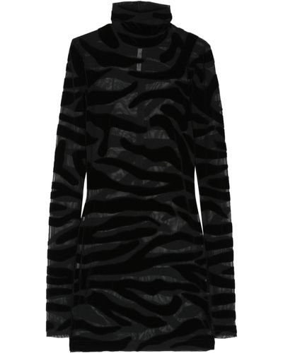 LAQUAN SMITH Tiger Print Velvet Mini Dress - Black