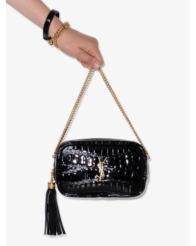 lou mini bag in crocodile-embossed patent leather