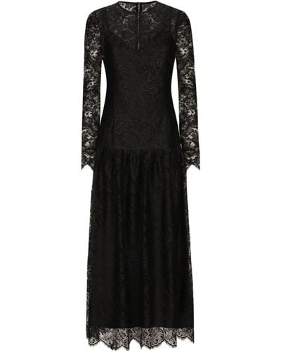 Dolce & Gabbana Chantilly-lace Midi Dress - Black