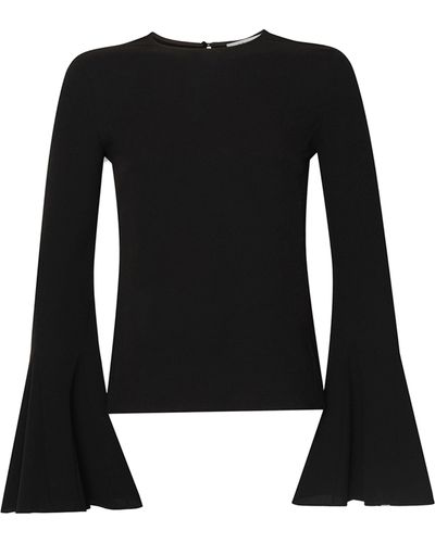 FRAME Flutter-sleeve Crepe Blouse - Black