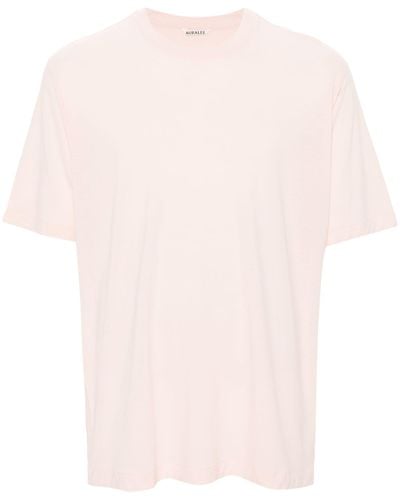 AURALEE Crew Neck Wool T-shirt - Pink