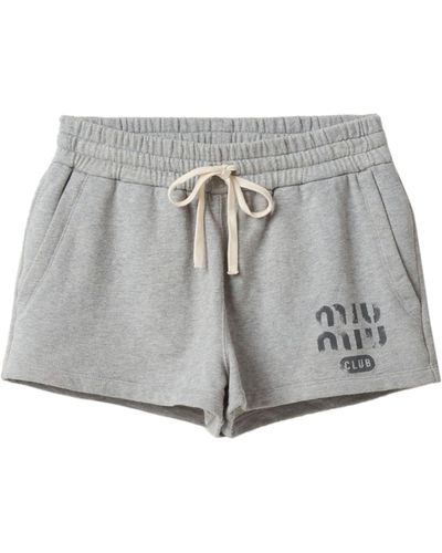 Miu Miu Logo-print Sweat Shorts - Gray
