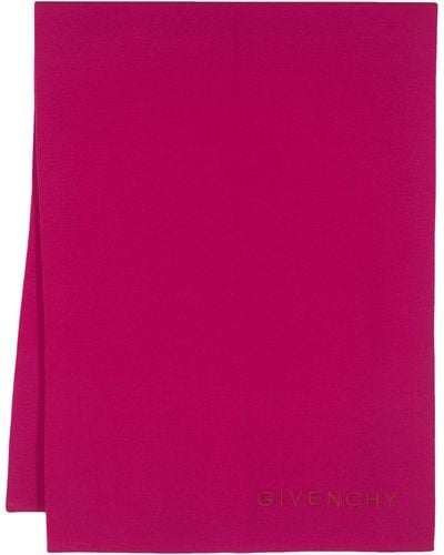 Givenchy Logo Embroidered Wool Scarf - Pink