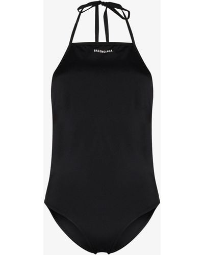 Balenciaga Logo Print Swimsuit - Black