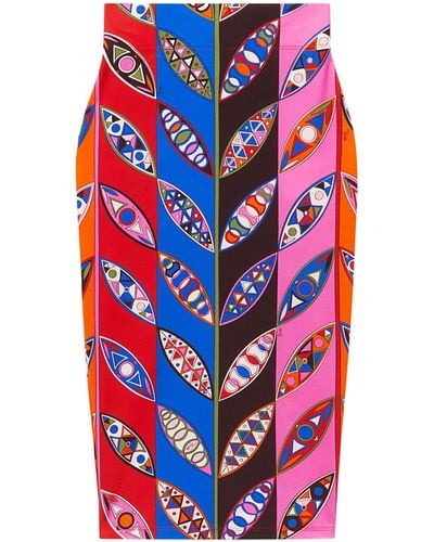 Emilio Pucci Abstract-print Pencil Skirt - Red