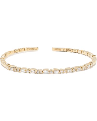 Suzanne Kalan 18k Yellow Thin Mix Diamond Bracelet - Natural