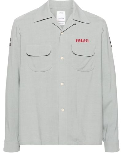 Visvim Logo-embroidered Shirt - Men's - Rayon - Gray