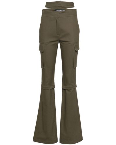 ANDREADAMO Brown Cut-out Zip-off Flared Pants - Gray